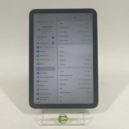 Unlocked Apple iPad mini (A17 Pro) 256GB Blue MXPT3LL/A
